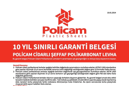 Cidarlı Şeffaf Polikarbonat Levha