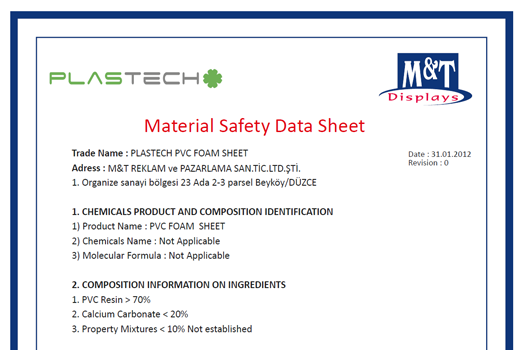 PVC Foam Güvenlik Sertifikası
