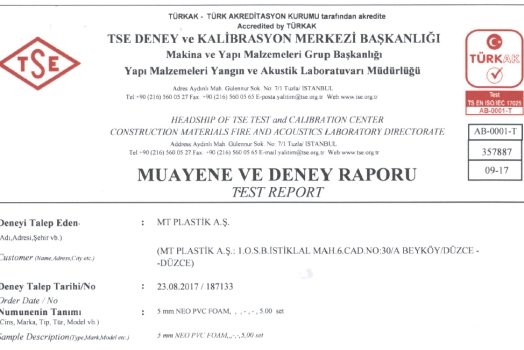 PVC Foam Test Raporları