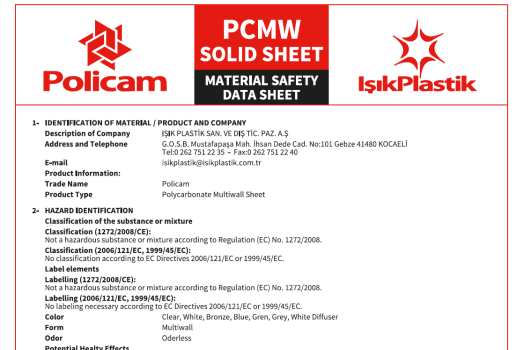 Solid Polikarbonat Levhalar
